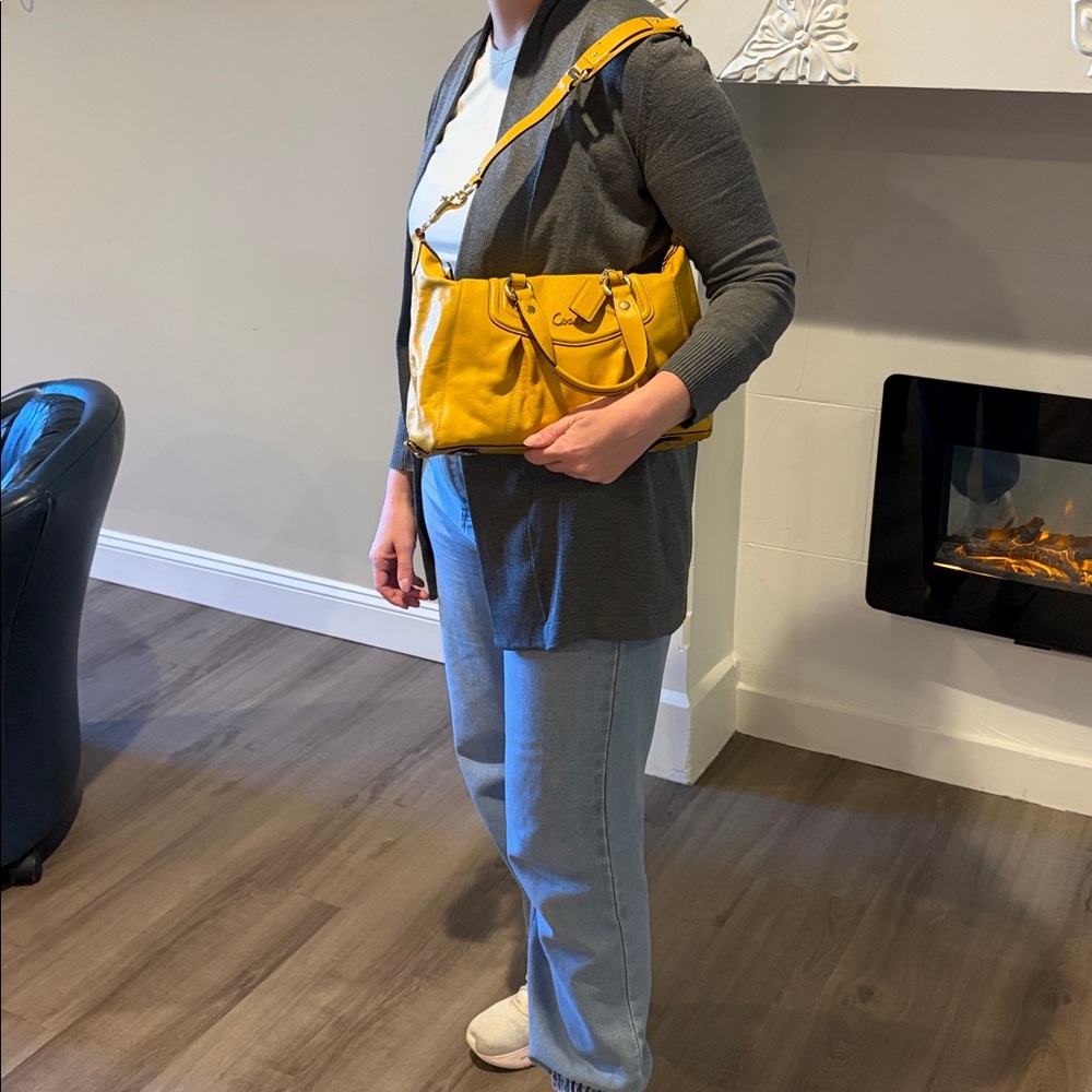Coach Sunflower Yellow Ashley Leather Bag - Picture 2 of 14